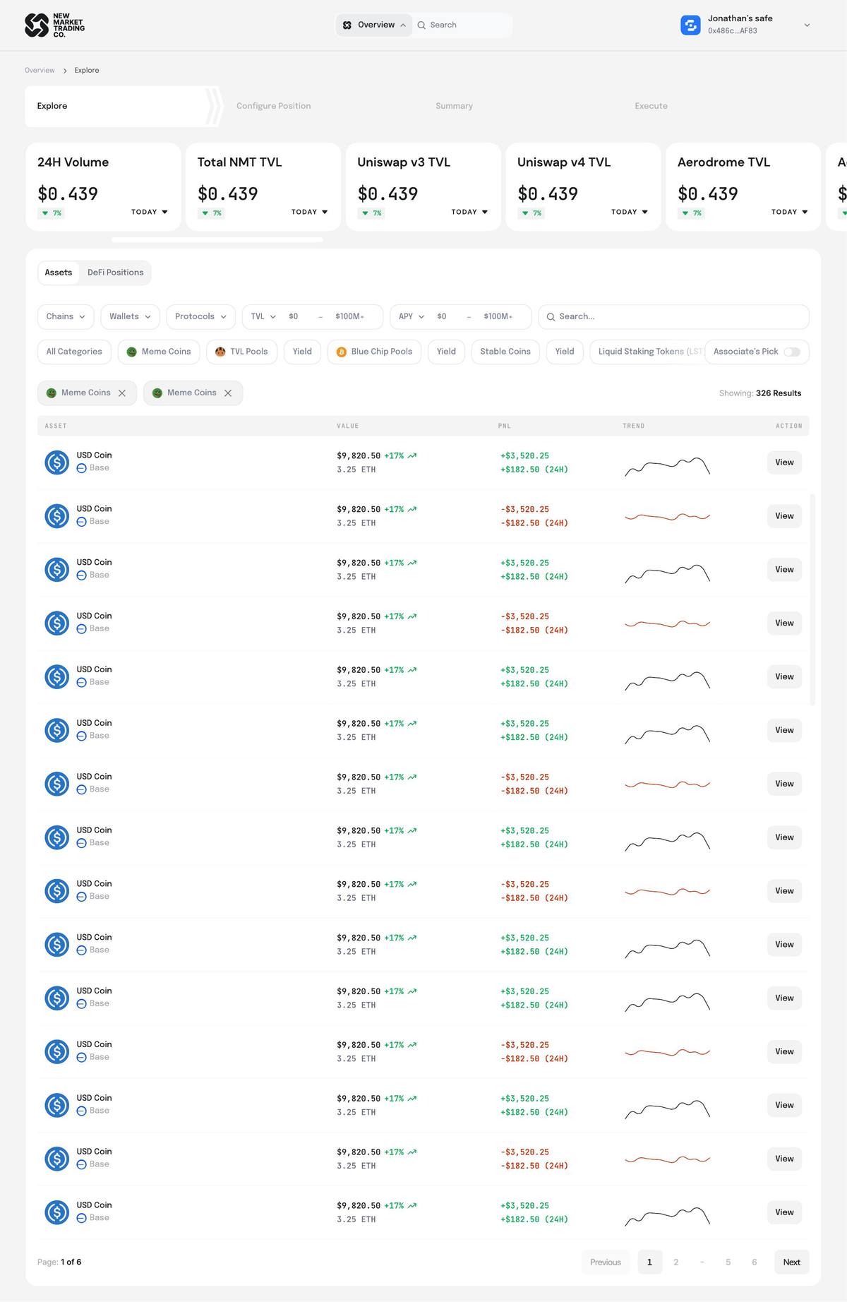 Explore page — stats strip, filters row, category chips, live result count